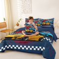 thumbnail image 4 of Manfei Sports Cars 7-Piece Twin Bedding,Checkered Racing Flags Bedding Comforter Set,Blue,Navy Blue Reversible, 4 of 7