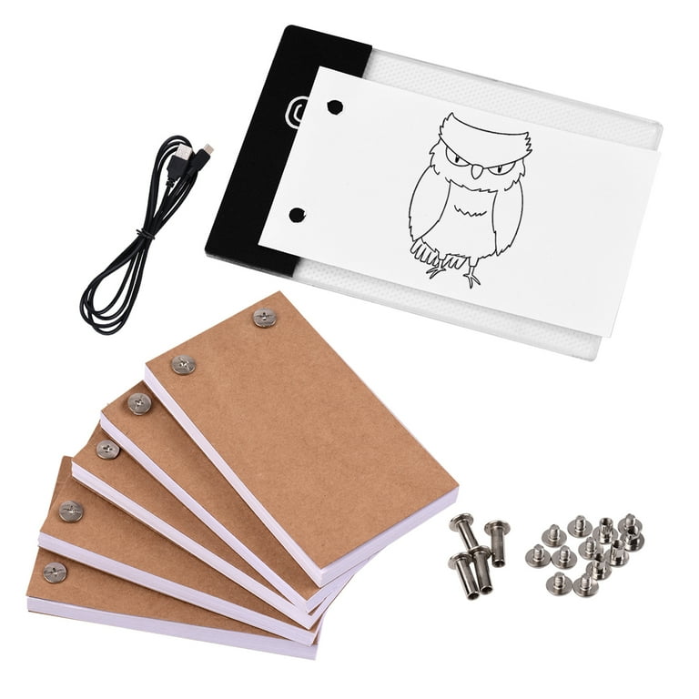 Carevas Flip Book Kit with Pad Hole Design 3 Level Brightness Control Box  300 Sheets Animation Paper Flipbook Binding Screws for Students Adults  Drawing Tracing Sketching Cartoon Creation 