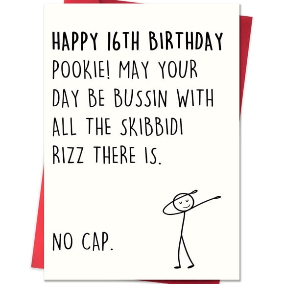 Tarjeta de cumpleaños IDU diseño meme divertido para 16 años 20,5 x 13,5 cm