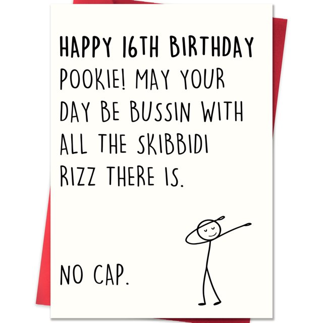 Tarjeta de cumpleaños IDU diseño meme divertido para 16 años 20,5 x 13,5 cm