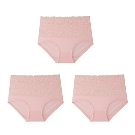 Kopltyrfg Womens Briefs Underwear Cotton High Waist Ladies Seamless Panty Sexy Lace Panties Butt Lifting Breathable Pink 4XL