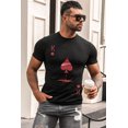 thumbnail image 4 of ABPHQTO Camiseta de manga corta con estampado de patrón de póquer negro para hombre, 4 of 5