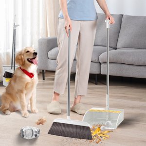 Chmadoxn Salle de dortoir Essentiels, fournitures de nettoyage Balais Intérieur Rotatable Standing Storage Type de boucle Balais et d'un ensemble de poubelle avec scraping dents et racleur Nettoyage approprié pour la maison balai portable