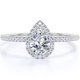 thumbnail image 1 of JeenMata Anillo de Compromiso de 1,25 Quilates con Halo de Diamantes y Moissanita de Talla Pera en Oro Blanco de 10 K, 1 of 6