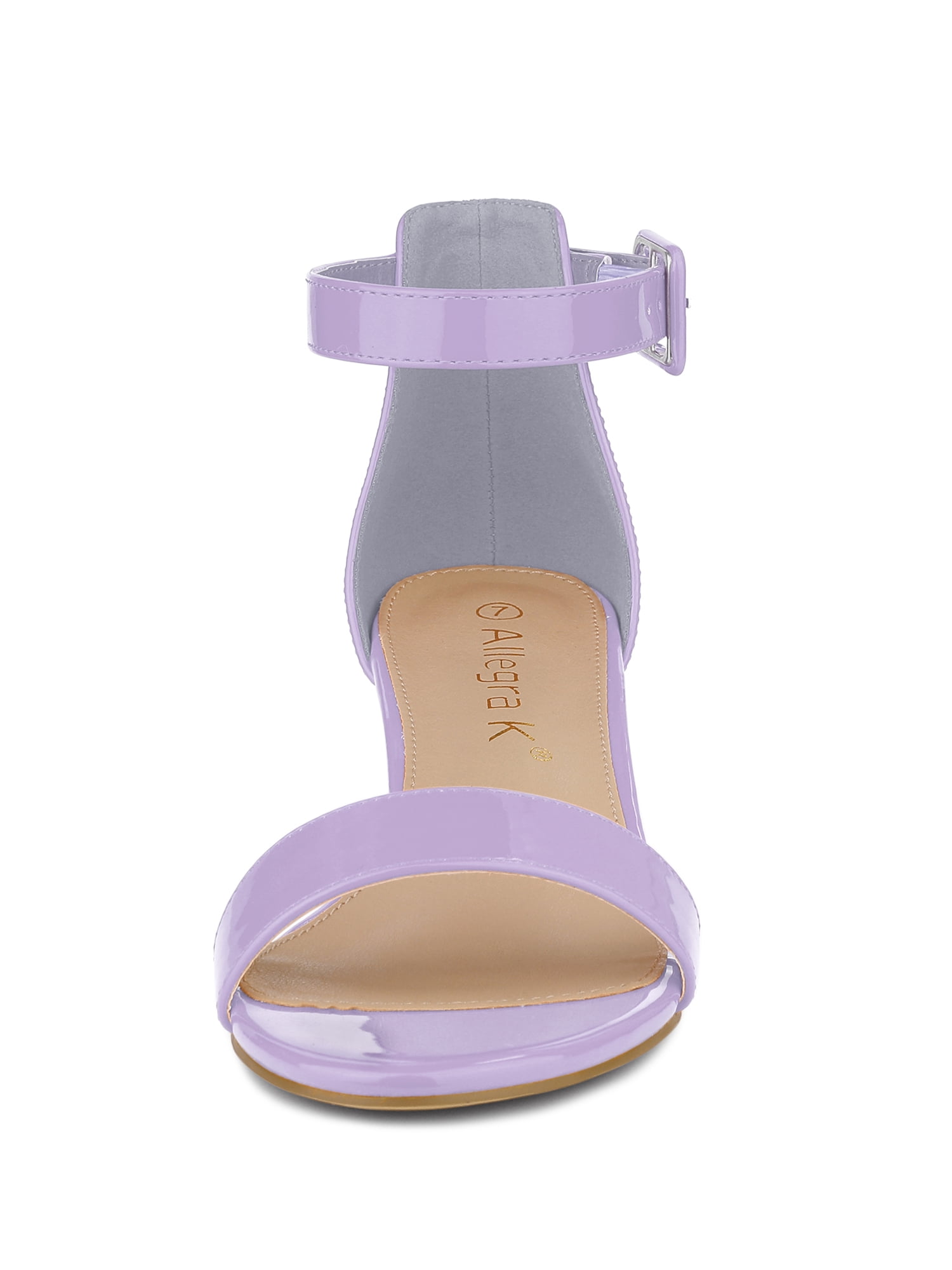 DARING DIVA Women's Ankle Strap Low Block Heel Sandals 7.5 Purple