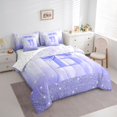 thumbnail image 3 of jejeloiu Initial Letter B 7 Pieces Bedding Comforter Set,Purple Glitter Print Full Bedding Set For Bowtie Lover Reversible, 3 of 8
