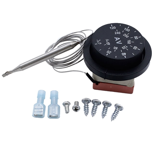 Termostato De Ventilador Eléctrico Ajustable Kit De Controlador De Temperatura De Ventilador De Acero Inoxidable Interruptor De Sensor Térmico Exquisito Kit De Control De Sonda De Temperatura De Minnieouse VI006049-00