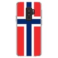 thumbnail image 1 of DistinctInk Clear Shockproof Hybrid Case for Samsung Galaxy S9+ PLUS (6.2" Screen) - TPU Bumper, Acrylic Back, Tempered Glass Screen Protector - Norway Flag Red White Blue - Norway, 1 of 5