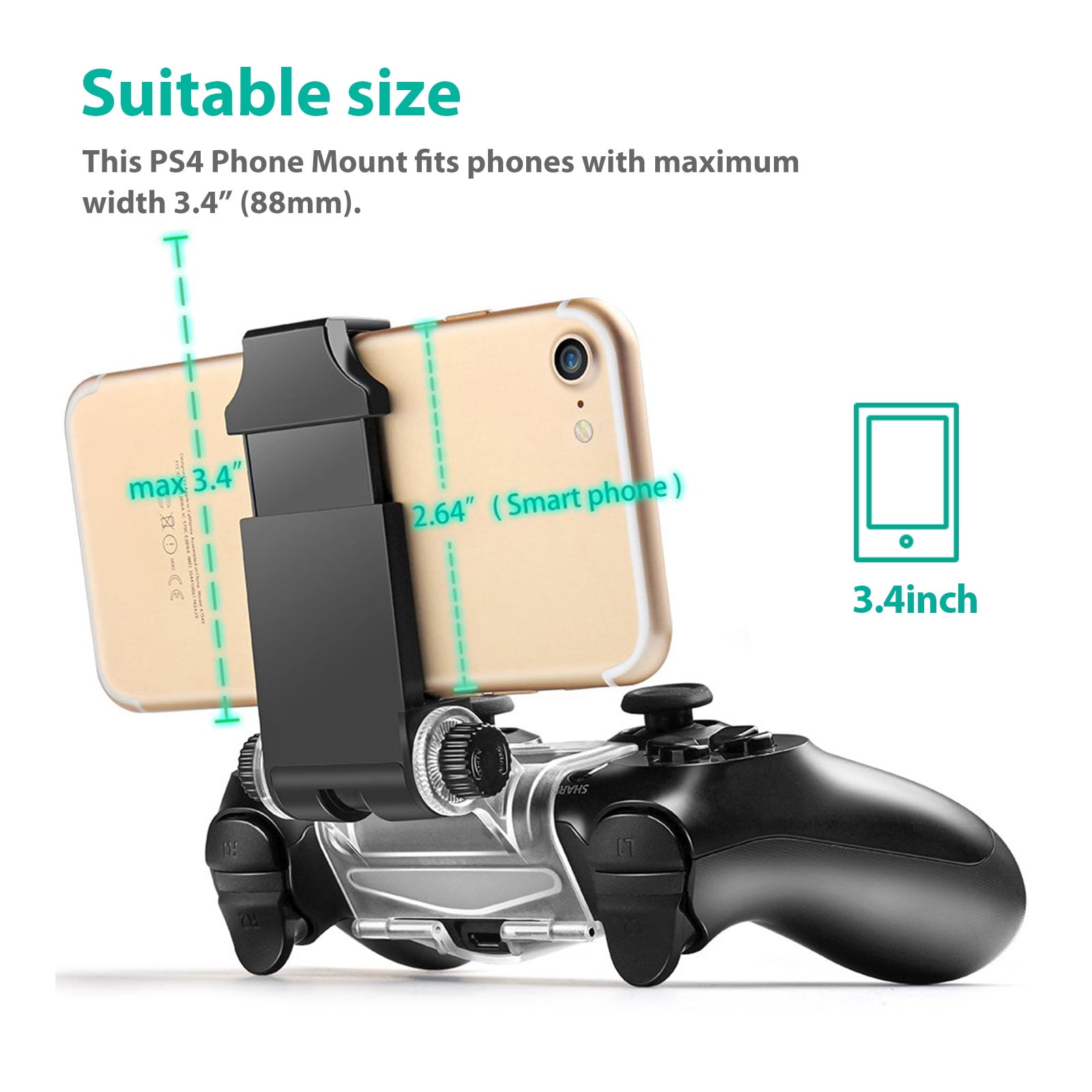 solo Aktiv Isolere For PS4 Controller Phone Clip Holder, TSV Mobile Gaming Mount Bracket Phone  Holder Fit for Samsung/Android/iOS Smartphone, Adjustable Phone Stand Clamp  Fit for Sony Playstation 4 Controller - Walmart.com