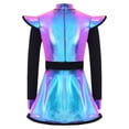 thumbnail image 2 of Moggemol Robe à Manches Longues Zippée avec Short Intégré, Patchwork Métallisé Brillant, Vêtements Extraterrestres pour Filles, Colorée 14, 2 of 6