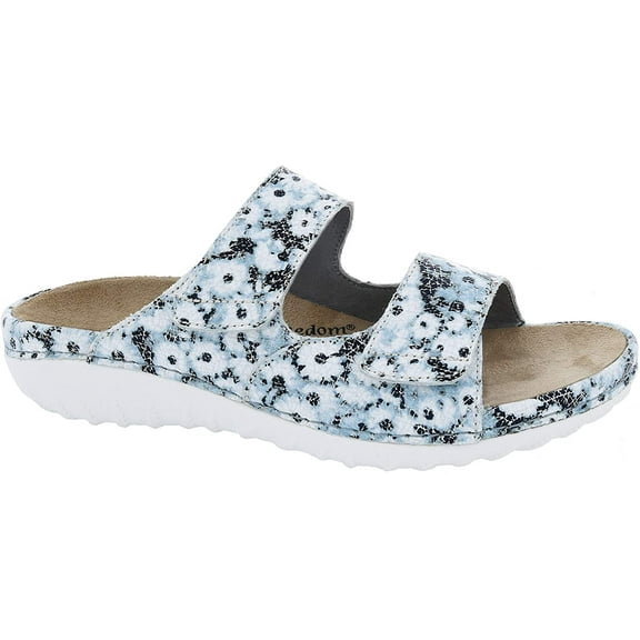 Drew Shoes Cruize 19179 Womens Casual Sandal Leather Velcro 6 Wide Blue and White