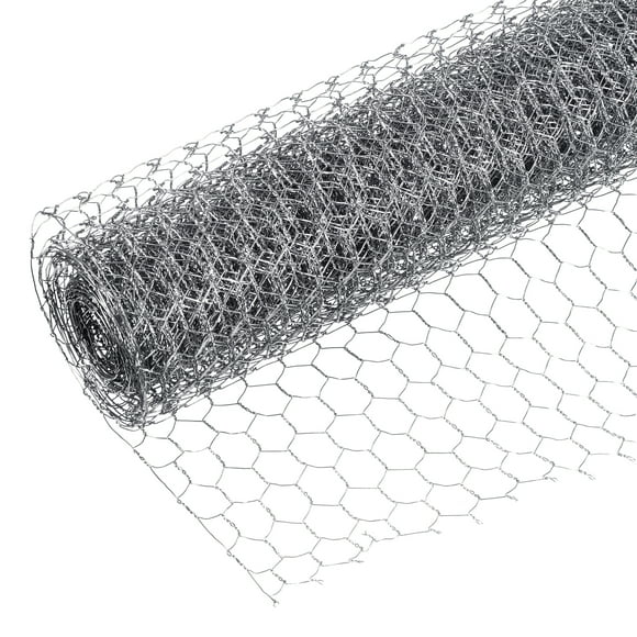 Unique Bargains 158' x 14' Chicken Wire Net Floral Wire Netting Hexagonal Mesh Galvanized Iron, Silver Tone