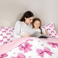 thumbnail image 4 of Erosebridal Cute Clover Bow Queen Comforter Set 3pcs for Girls,Kids Teens Dreamy Flowers Bowtie Bedding Comforter Set,Pink Reversible,Lightweight Room Decor, 4 of 6
