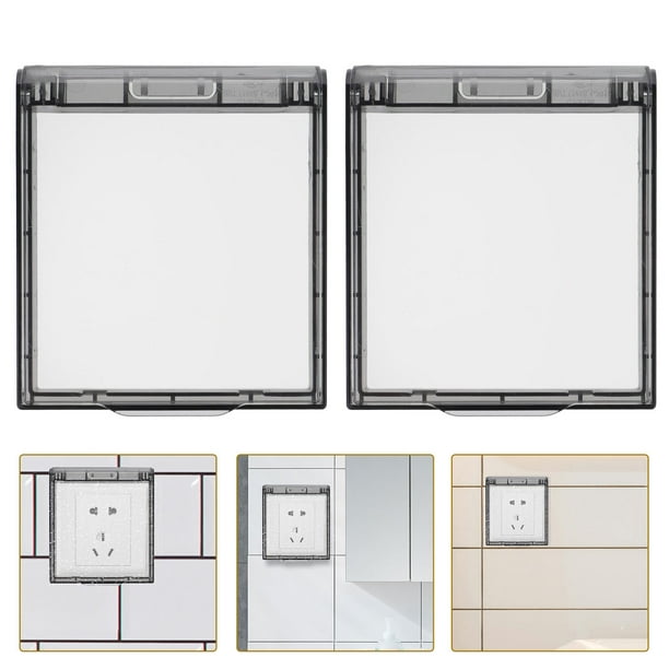 HEANUJJ 2Ud Cubierta Para Panel De Interruptores Gris Con Adhesivo Y Protección Salpicaduras Para Hogar