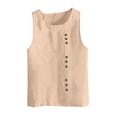 thumbnail image 2 of Womens Tank Tops, Womens Tank Top, Womens Solid Color Tank Top with Round Neck Faux Cotton and Linen Button Design and A Sense of Top with Round Neck Tank Tops, 2 of 3