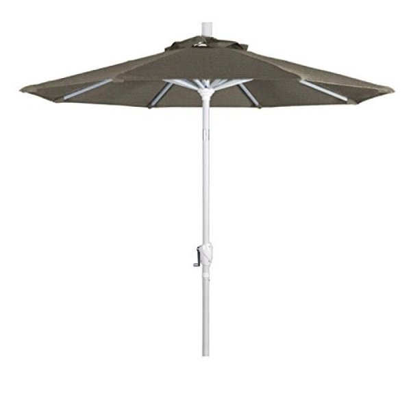 Parasol de Marché en Aluminium de 7,5 Pieds à Inclinaison par Pression Blanc Mat/soleil/taupe