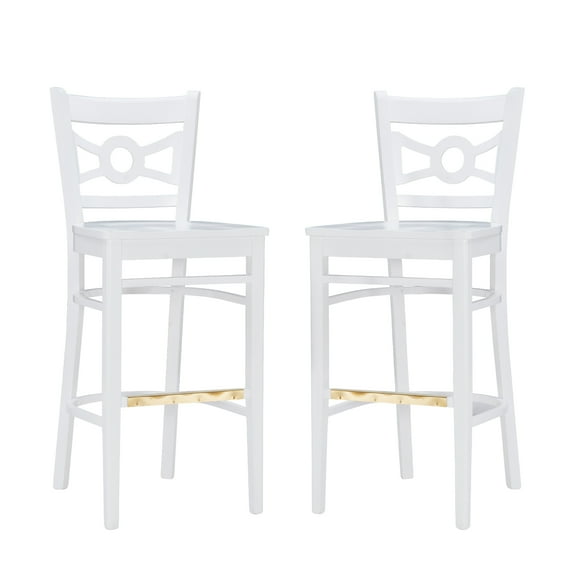 Linon Tabitha 30" Mid Back Barstools, Set of 2, White
