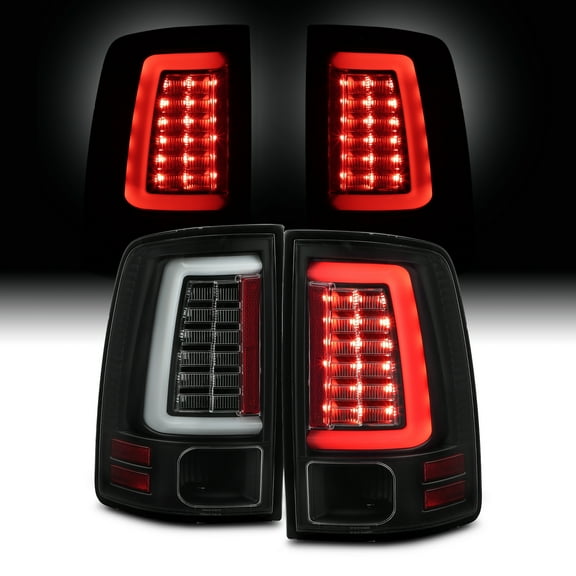 AKKON - Fits 2009-2018 Ram 1500 2010-2018 Dodge Ram 2500 | 3500 Lumiled LED Type [C-Tube Bar] Black Tail light Pair Left   Right
