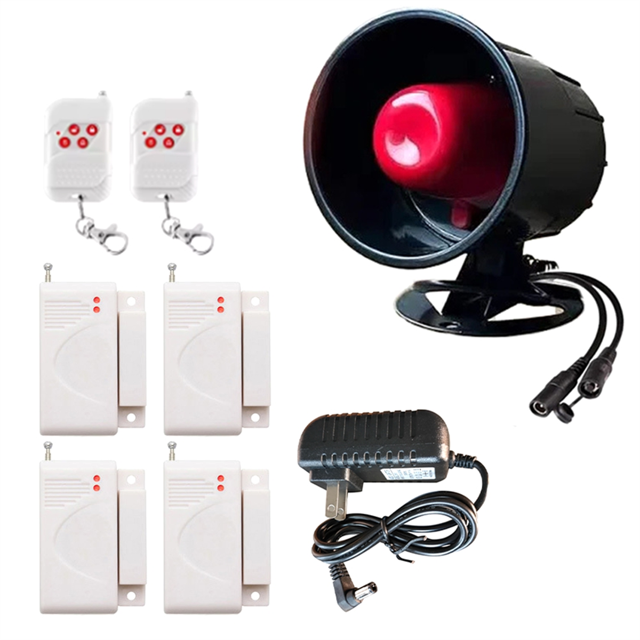 433Mhz Wireless Alarm Siren System for Home Security Burglar Alarm with Door Sensor Long Range Easy Installation US Plug