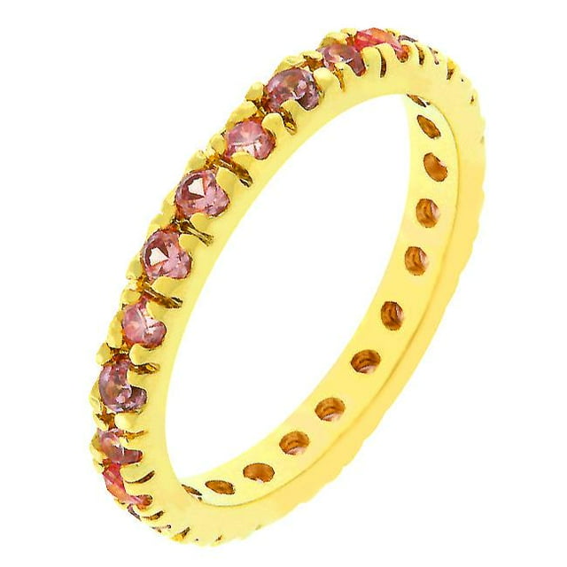Kate Bissett R07865G-V12-07 14k Rose Gold Plated Eternity Ring with Channel Set Pink Ice CZ in Goldtone- Size 7