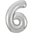 thumbnail image 2 of Unique Industries Foil Big Number 6 Shaped 34" Silver Solid Print Party Balloon, 2 of 4