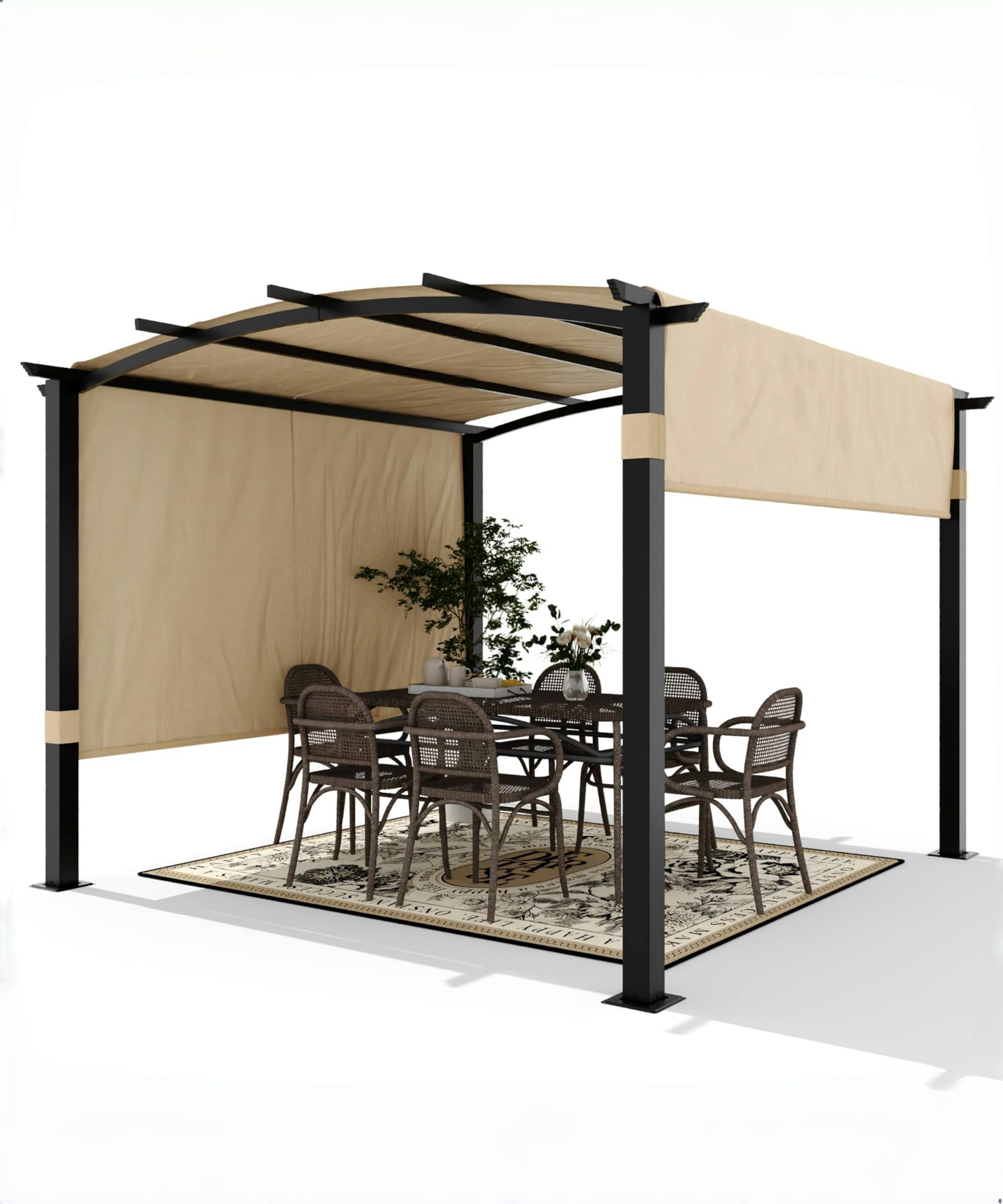 PBTarp5×8Ponchoman jindaijimountainworks Sunjoy Beechhurst 8.5 ft. x 13 ft. Steel Arched Pergola with