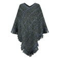 thumbnail image 1 of Wraps pour Femmes Automne et Hiver Style Ethnique à Rayures Contrastées Cape à Franges, Accessoires pour Femmes Wraps, 1 of 3
