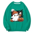 thumbnail image 4 of Chandail à Col Rond à Manches Longues pour Enfants, Décontracté et Tendance, Imprimé 2D d'Halloween, Vert, 4 of 6
