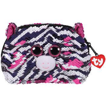 Ty Fashion 'Whimsy' Sequin Accessory Bag - Color Changing Sequin Cat Makeup Bag With Zip & Tassel