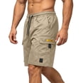 thumbnail image 3 of Mens Hiking 7" Cargo Pants Multi-Pockets Elastic Drawstring Waist Outdoor Climbing Shorts Fathers Gifts, 3 of 4