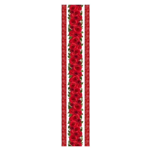 SLYNSHome Valentines Day Table Runner Holiday Decoration,Rose Pattern Cheesecloth for Dining Room,Kitchen,Romantic Celebrations