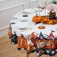 thumbnail image 4 of Halloween Tablecloth White with Pampkin Ghost Grave Spiderweb Baffalo Plaid Design - 60 Inch Round Polyester Table Cover- Water-Repellent, Washable, Reusable, and Durable, 4 of 8