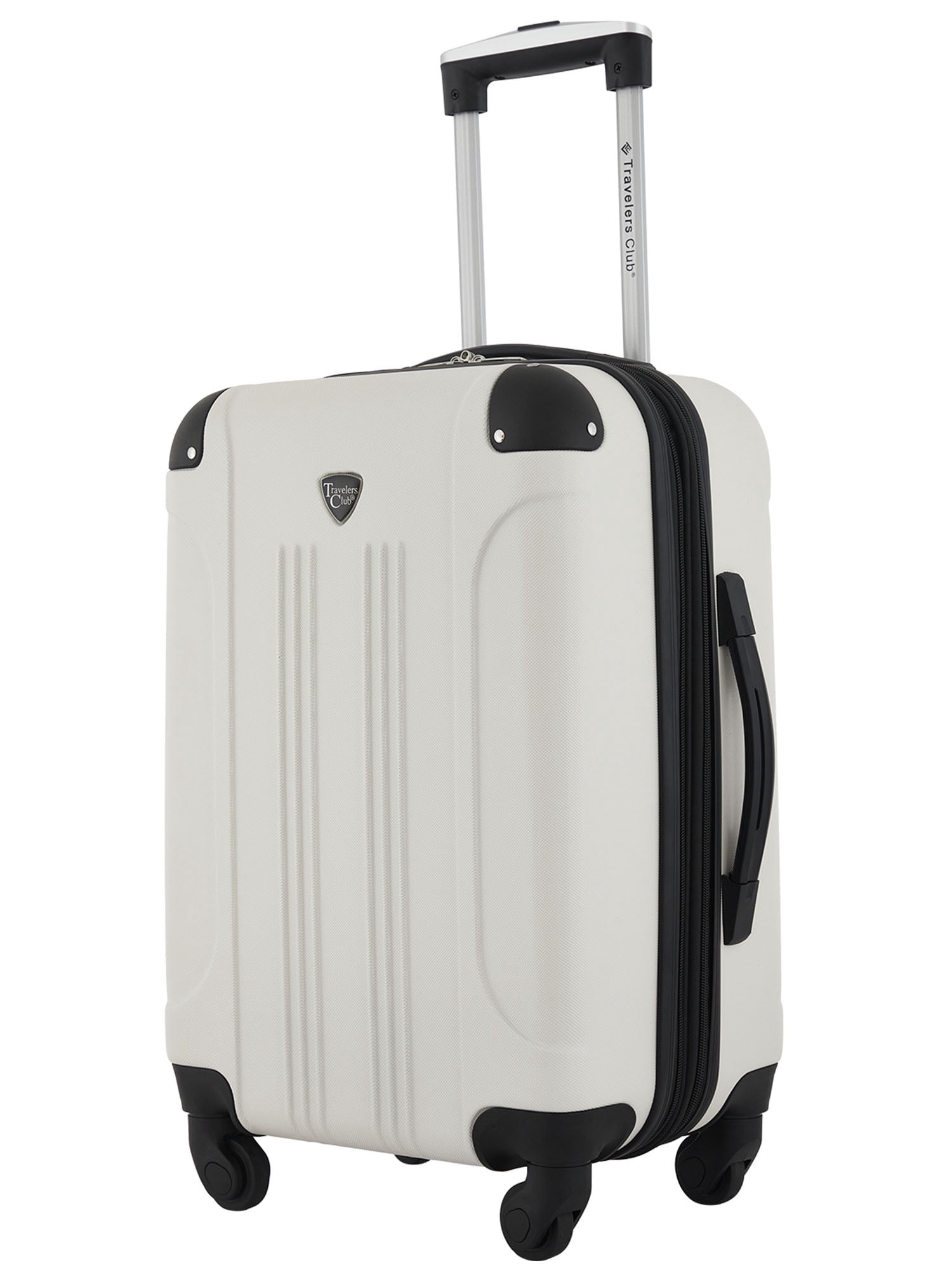 Travelers Club 20" Expandable Hard Side Spinner Rolling Carry-on Luggage, Moonbeam White