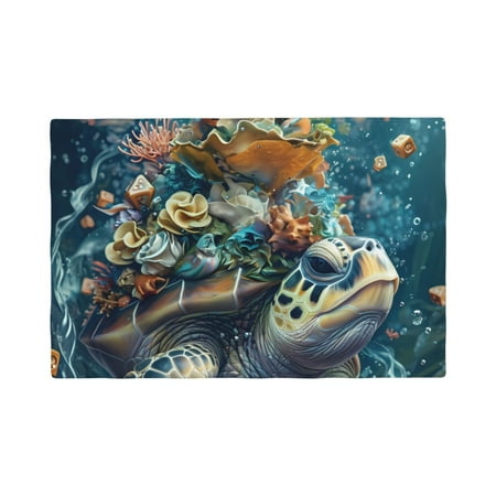 

Table Placemats Set of 6 - Colorful Plant Turtle 12x18 In Faux Linen Double Heat Resistant Place Mats Cloth Indoor/Outdoor Placemats Washable Table Mats for Dining Kitchen Party
