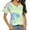 Light Green, variant on Gustave Women Summer Short Sleeve V-Neck Tops Tie Dye T-Shirt Fashion Blouse Casual Loose Basic Tees, XXL