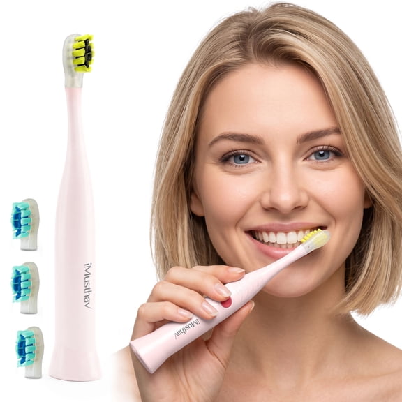 iMusthav Travel Electric Toothbrush for Adults, Battery Operated , 3 Sonic Modes, Smart Timer, 3 Brush Heads