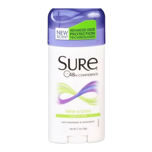 Sure Original Solid AntiPerspirant Deodorant, Fresh and Cool Scent, 2.70 oz, 6 Pack