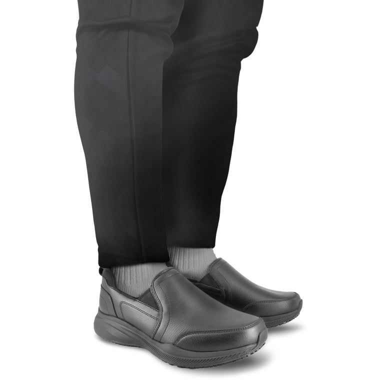 プラットフォームシューズ ブラック 24cm Tredsafe Men's Liam Wide Width Slip Resistant Slip-On Shoes