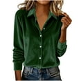 thumbnail image 2 of VKOYWKM Button Down Velvet Shirts for Women Vintage Soft Long Sleeve Velour Blouses Dressy Casual V Neck Velour Shirts for Holiday Patry, 2 of 7