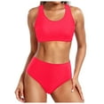 thumbnail image 1 of Wyzesi Geometric Patterns Swimwears Women High Waisted Bikini Push Up Two Piece Swimsuits Vintage Swimsuit Two Piece Retro Ruched High Waist Print Bikini Set Watermelon Red L, 1 of 3