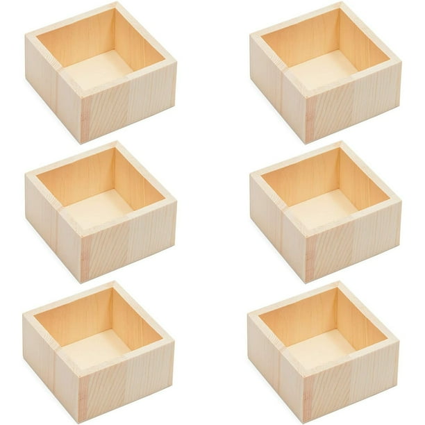 6 Pack Unfinished Wooden Box For Crafts Storage Organizer Mini Wood Crates Planter Boxes Keepsake Stash Tray 3 7 X 2 Com 6 Pack Unfinished Wooden Box For Crafts, Unfinished Wooden Storage Box