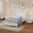3Pieces Bedroom Sets, Full Size Wooden Platform Bed and 2 Nightstands