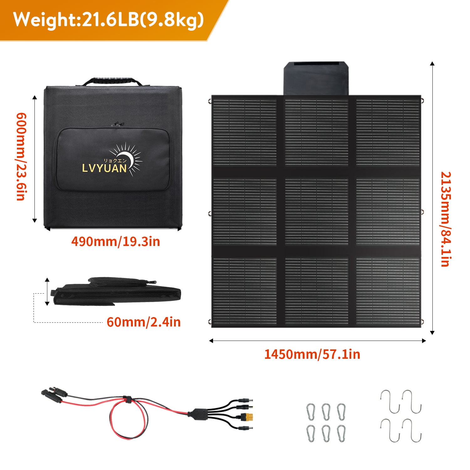 EFFORTWAY 400W Portable Solar Panel for Power Stations, Foldable Solar Charger IP67 Waterproof 23% Efficiency Monocrystalline Solar Panel Kit for RV, Camping, Home, Off-Grid, Emergencias