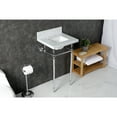 thumbnail image 3 of Kingston Brass KVPB1917M8SQ1 Edwardian 19" Carrara Marble Console Sink with Brass Legs (8-Inch, 3-Hole), Carrara Marble White/Polished Chrome, 3 of 8