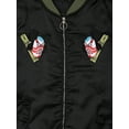 thumbnail image 3 of Ma Croix Mens Heavyweight Japanese Mythology Embroidered Patch Bomber Flight Military Zip-Up Jacket, 3 of 6