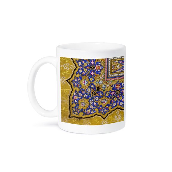 3dRose, Purple and matte gold Arabian floral pattern. Persian style flowers and swirls. Arab Islamic Turkish, 11oz Mug