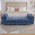 thumbnail image 2 of Chic Chenille Floral Print Chaise Lounge with Rubberwood Legs and Comfort Foam Cushion 83.1 Inch Stylish Addition for Any Apartment, 2 of 12
