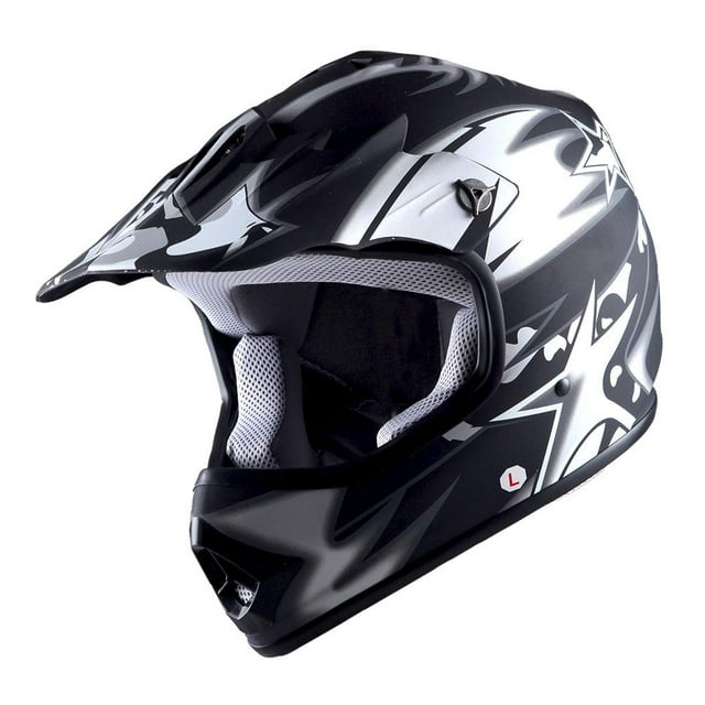 Casco WOW para niños de motocross BMX MX ATV Star, negro mate
