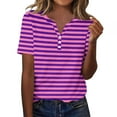 thumbnail image 2 of Plebaso T-Shirts à Rayures Col en V pour Femmes Manches Courtes Été Décontracté Blouses Amples pour Femmes, 2 of 7