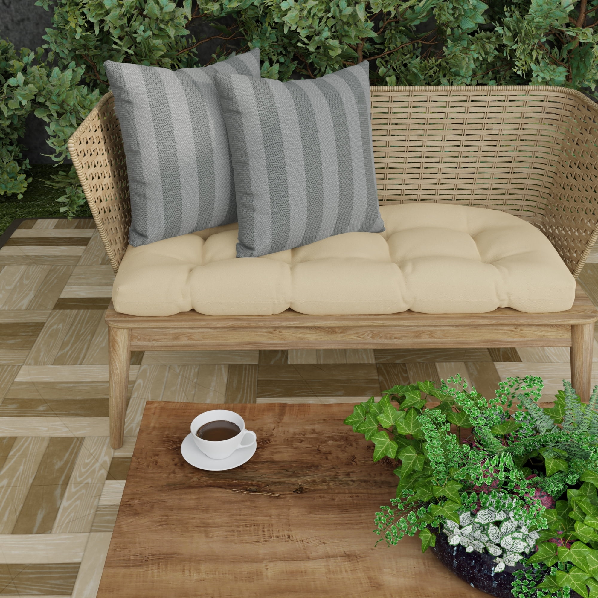 Jordan Manufacturing 18" x 18" Conway Smoke Grey Stripe Square Outdoor Throw Pillow (2 Pack)